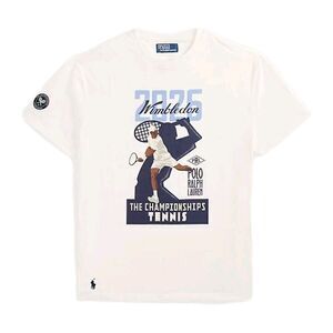 NWT Polo Ralph Lauren Wimbledon The Championships Sz Medium Mens White T-Shirt